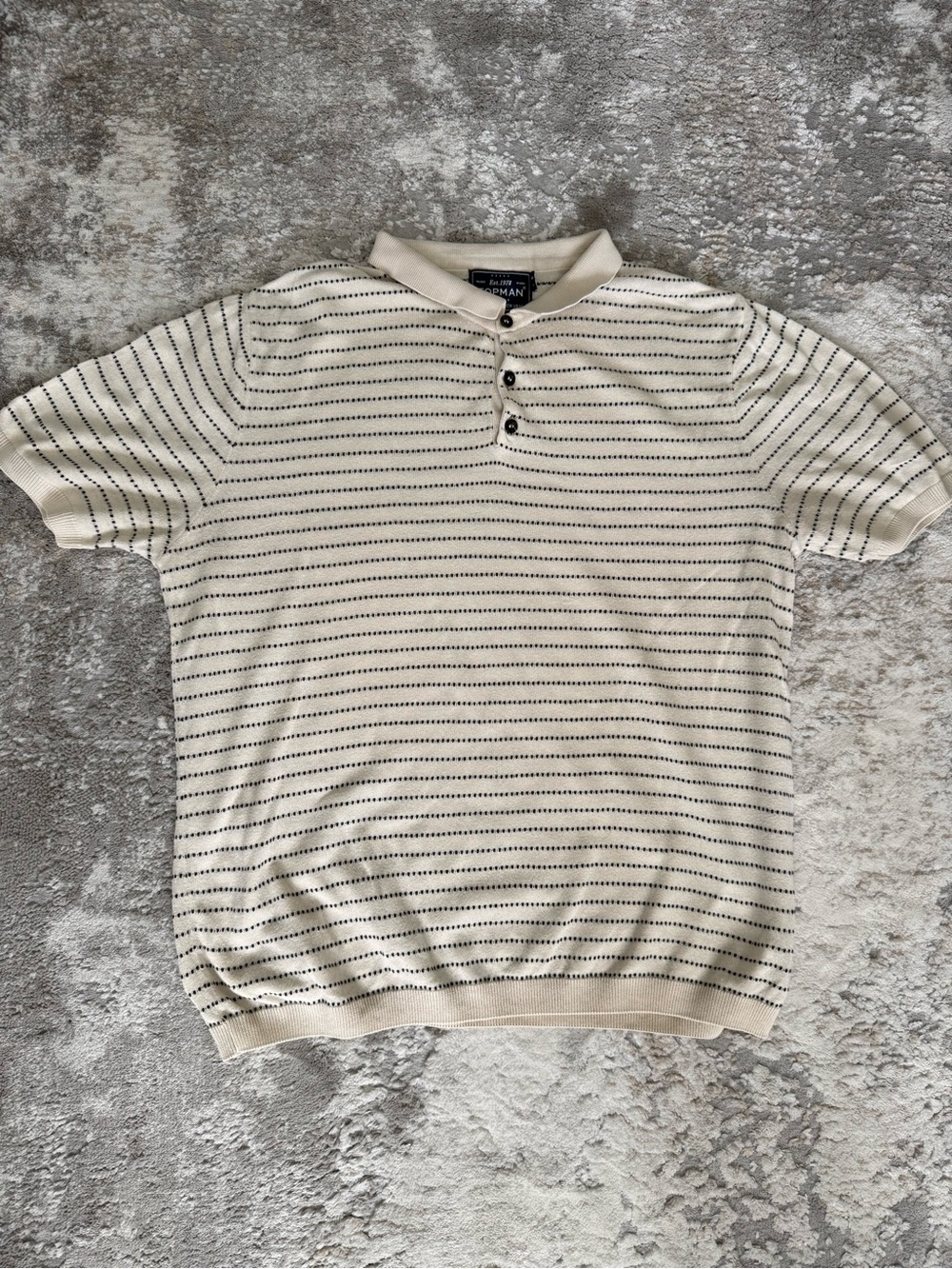 Topman Cream Striped Short-Sleeve Polo